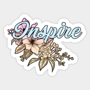 'Inspire' Floral Typography Design Sticker
